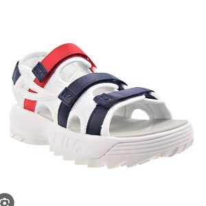 FILA WHITE, RED, NAVY DISRUPTER CUSHIONED SOLE CHUNKY ATHLETIC INSPIRED SZ 7